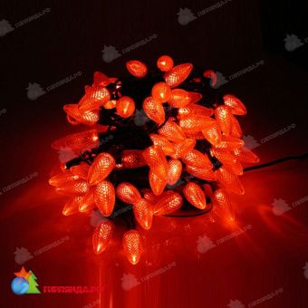 Гирлянда Нить, насадка "Ягодка", 20м., 96 LED, красный, без мерцания, темно-зеленый провод (пвх). 11-1690
