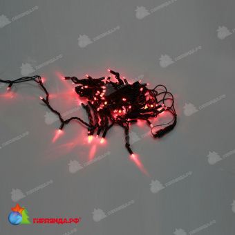 Гирлянда Нить, 10м., 100 LED, красный, без мерцания, черный резиновый провод (Каучук), с защитным колпачком. 11-1701