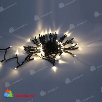 Гирлянда Нить, 10м., 100 LED, теплый белый, без мерцания, черный резиновый провод (Каучук), с защитным колпачком. 11-1708