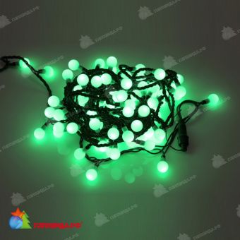 Гирлянда нить с насадками Шарики D25мм, 15м., 100 LED, зеленый, черный резиновый провод (Каучук). 11-1713