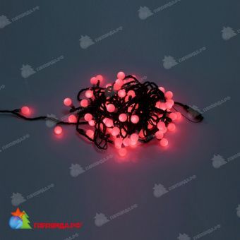 Гирлянда нить с насадками Шарики D25мм, 15м., 100 LED, красный, черный резиновый провод (Каучук). 11-1714