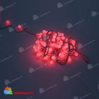 Гирлянда нить с насадками Шарики D25мм, 15м., 100 LED, красный, белый резиновый провод (Каучук). 11-1715