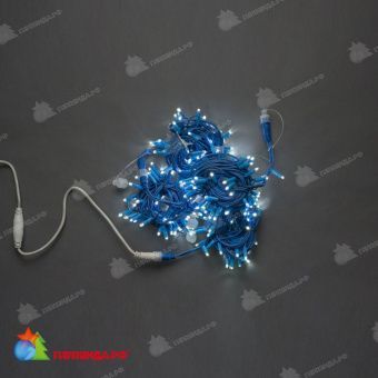 Гирлянда Нить, 20м., 200 LED, холодный белый, без мерцания, синий резиновый провод (Каучук), с защитным колпачком. 11-1749