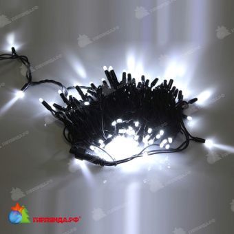 Гирлянда Нить, 20м., 200 LED, холодный белый, без мерцания, черный резиновый провод (Каучук), с защитным колпачком. 11-1750