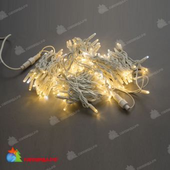Гирлянда Нить, 20м., 200 LED, теплый белый, с мерцанием, белый резиновый провод (Каучук), с защитным колпачком. 11-1753