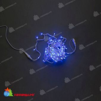 Гирлянда Нить, 10м., 100 LED, синий, без мерцания, белый провод (пвх). 11-1778