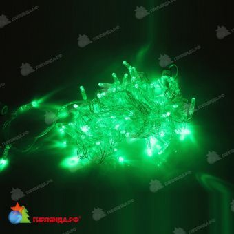 Гирлянда Нить, 10м., 100 LED, зеленый, с мерцанием, прозрачный провод (пвх), с защитным колпачком. 11-1780