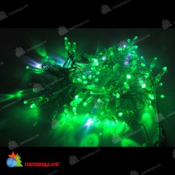 Гирлянда Нить, 10м., 100 LED, зеленый, с мерцанием, прозрачный провод (пвх), с защитным колпачком. 11-1781