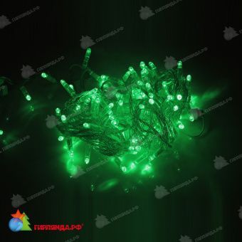 Гирлянда Нить, 10м., 100 LED, зеленый, без мерцания, прозрачный провод (пвх), с защитным колпачком. 11-1782