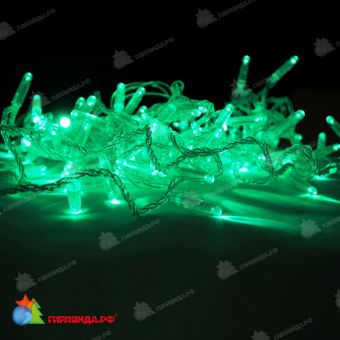 Гирлянда Нить, 10м., 100 LED, светло-зеленый, без мерцания, прозрачный провод (пвх), с защитным колпачком. 11-1785