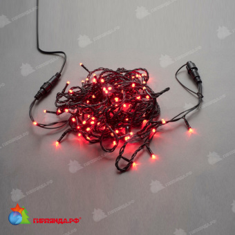 Гирлянда Нить, 10м., 100 LED, красный, без мерцания, черный провод (пвх). 11-1788