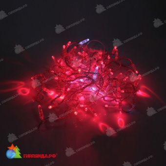 Гирлянда Нить, 10м., 100 LED, красный, с мерцанием, прозрачный провод (пвх), с защитным колпачком. 11-1793