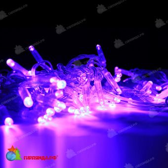 Гирлянда Нить, 10м., 100 LED, фиолетовый, без мерцания, черный провод (пвх), с защитным колпачком. 11-1797
