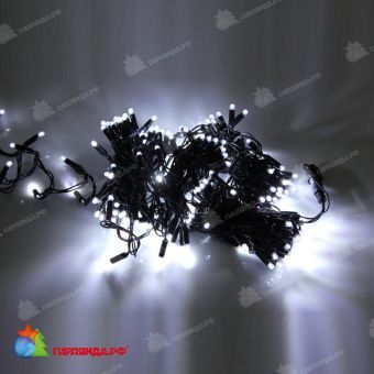 Гирлянда Нить, 10м., 100 LED, холодный белый, без мерцания, черный провод (пвх), с защитным колпачком. 11-1801