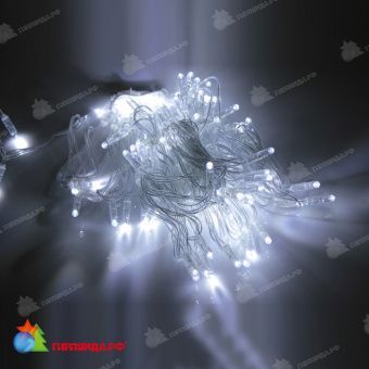 Гирлянда Нить, 10м., 100 LED, холодный белый, без мерцания, прозрачный провод (пвх), с защитным колпачком. 11-1805