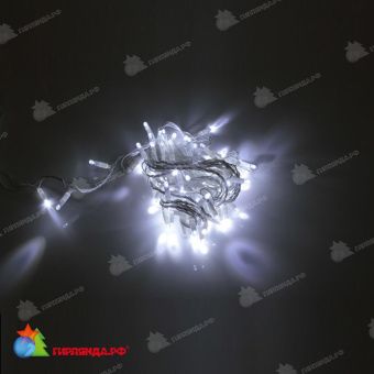 Гирлянда Нить, 10м., 100 LED, холодный белый, с мерцанием, белый провод (пвх), с защитным колпачком. 11-1807