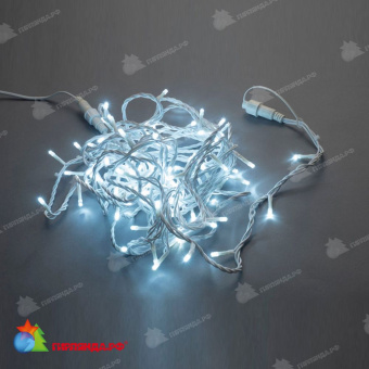 Гирлянда Нить, 10м., 100 LED, холодный белый, без мерцания, белый провод (пвх). 11-1808