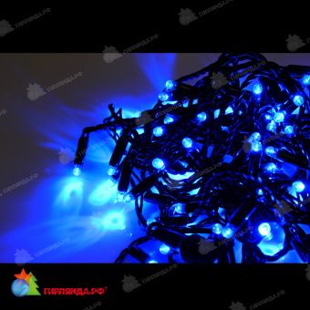 Гирлянда Нить, 10м., 100 LED, синий, без мерцания, черный провод (пвх), с защитным колпачком. 11-1827