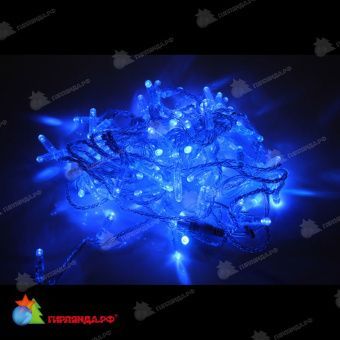 Гирлянда Нить, 10м., 100 LED, синий, без мерцания, прозрачный провод (пвх), с защитным колпачком. 11-1828
