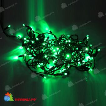 Гирлянда Нить, 10м., 100 LED, зеленый, без мерцания, черный провод (пвх), с защитным колпачком. 11-1830