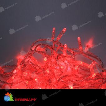 Гирлянда Нить, 10м., 100 LED, красный, без мерцания, прозрачный провод (пвх), с защитным колпачком. 11-1838