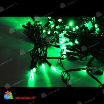 Гирлянда Нить, 20м., 200 LED, зеленый, без мерцания, черный провод (пвх), с защитным колпачком. 11-1882