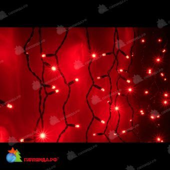 Гирлянда Бахрома 3.2х0.8 м., 200 LED, красный, без мерцания, черный провод (пвх) с защитным колпачком. 11-1943