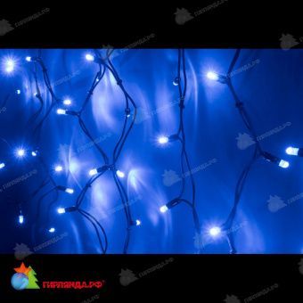 Гирлянда Бахрома 4.8х0.6 м., 160 LED, синий, с мерцанием, черный резиновый провод (Каучук), с защитным колпачком. 11-1954