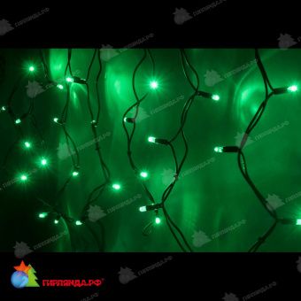 Гирлянда Бахрома 4.8х0.6 м., 160 LED, зеленый, без мерцания, черный резиновый провод (Каучук), с защитным колпачком. 11-1960