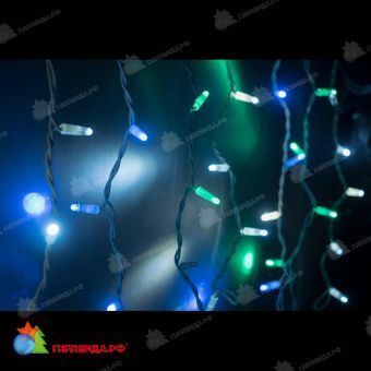 Гирлянда Бахрома 4.8х0.6 м., 160 LED, мульти, без мерцания, черный резиновый провод (Каучук), с защитным колпачком. 11-1962