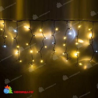 Гирлянда Бахрома 4.8х0.6 м., 160 LED, теплый белый, с мерцанием, черный резиновый провод (Каучук), с защитным колпачком. 11-1983