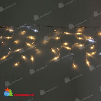 Гирлянда Бахрома 4.8х0.6 м., 160 LED, теплый белый, с мерцанием, белый резиновый провод (Каучук), с защитным колпачком. 11-1987