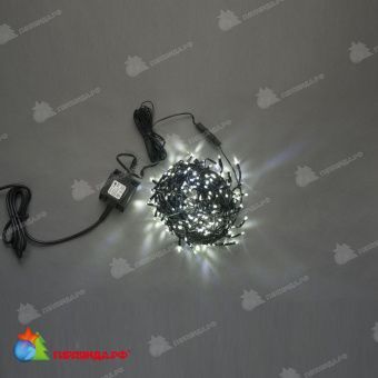 Гирлянда Нить, 15м., 300 LED, холодный белый, без мерцания, черный провод (пвх). 11-2051