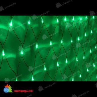 Светодиодная сетка, 2х1.5м., 288 LED, зеленый, без мерцания, черный провод (пвх). 11-2111