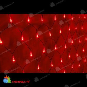 Светодиодная сетка, 2х2м., 288 LED, красный, без мерцания, черный провод (пвх). 11-2122
