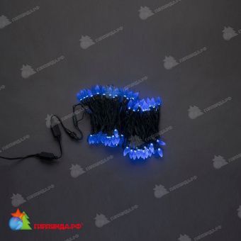 Гирлянда Нить "Ягода", 10м., 100 LED, синий, чейзинг, темно-зеленый провод (пвх). 11-2269