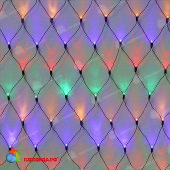 Светодиодная сетка 2x3 м., 388 LED, мульти, 8 режимов, черный резиновый провод с защитным колпачком. G16-1230