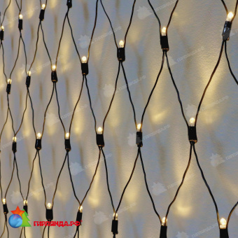 Светодиодная сетка 2x3 м., 388 LED, теплый белый, 8 режимов, черный резиновый провод с защитным колпачком. G16-1231