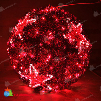 Объемная фигура 3D "Пушистый шар", D40см, 16Вт, 308 LED, цвета: красный. 19-1038