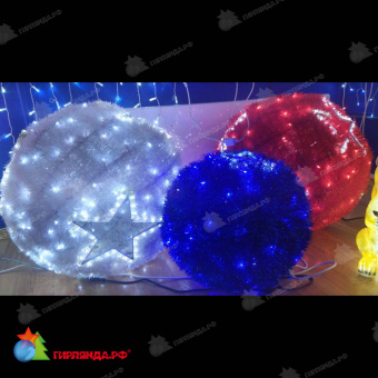 Объемная фигура 3D "Пушистый шар", D60см, 28Вт, 516 LED, цвета: синий. 19-1043