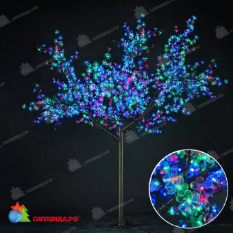 Светодиодное дерево Сакура высота 2.5 м., 1728 LED, мульти. 19-1063