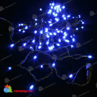 Гирлянда Нить, 10м., 100 LED, Синий, без мерцания, черный провод (пвх). 07-3732