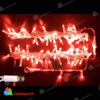 Гирлянда Нить, 10м., 100 LED, красный, без мерцания, прозрачный провод (пвх), с защитным колпачком. низковольтная, 24В, 07-3752