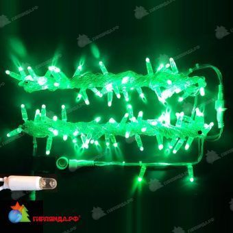 Гирлянда Нить, 10м., 100 LED, зеленый, без мерцания, прозрачный провод (пвх), с защитным колпачком. 07-3755