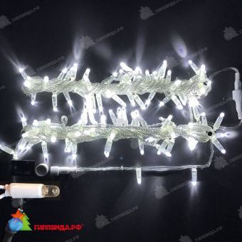 Гирлянда Нить, 10м., 100 LED, белый, без мерцания, прозрачный провод (пвх), с защитным колпачком. низковольтная, 24В, 07-3756