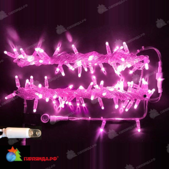 Гирлянда Нить, 10м., 100 LED, фиолетовый, без мерцания, прозрачный провод (пвх), с защитным колпачком. 07-3758