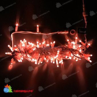 Гирлянда Нить, 10м., 100 LED, красный, без мерцания, белый провод (пвх), с защитным колпачком. 07-3759