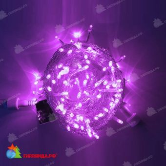 Гирлянда Нить, 10м., 100 LED, Фиолетовый, без мерцания, прозрачный провод (пвх). 07-3822