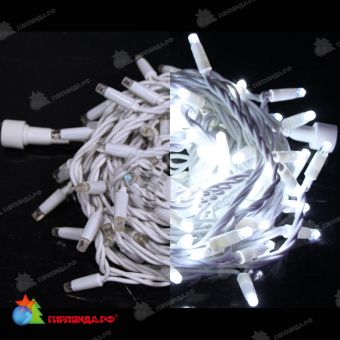Гирлянда Нить, 5+5м., 100 LED, Белый, без мерцания, белый провод (резина), с защитным колпачком. 07-3847