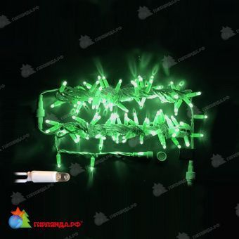 Гирлянда Нить, 5+5м., 100 LED, Зеленый, с мерцанием, белый провод (пвх). 07-3874